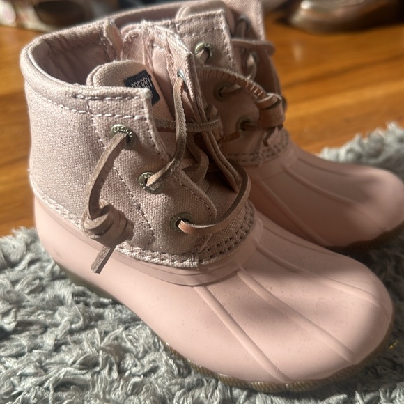Sperry Girls Saltwater Duck Boot  Rose Glitter 8 - Picture 3 of 8